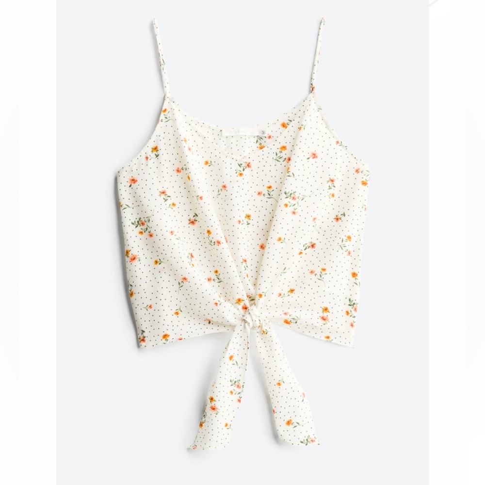 LUSH Parina Tie Front Crop Cami Blouse Size Large
